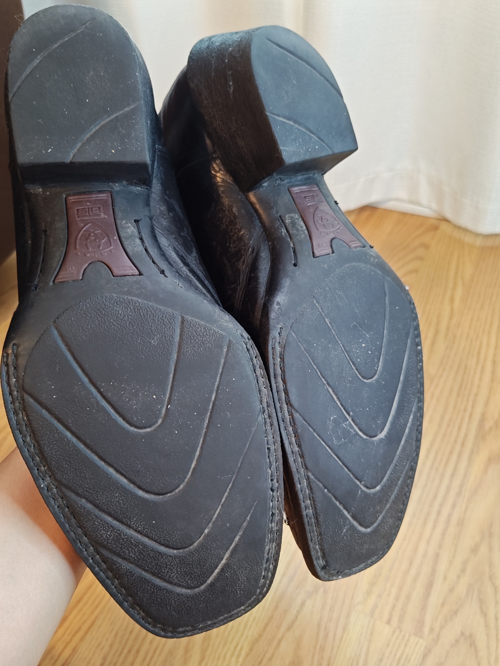 Ariat Heritage Western Boots Black Leather Square Toe Blue Gold Stitch 10.5D - Picture 12 of 14